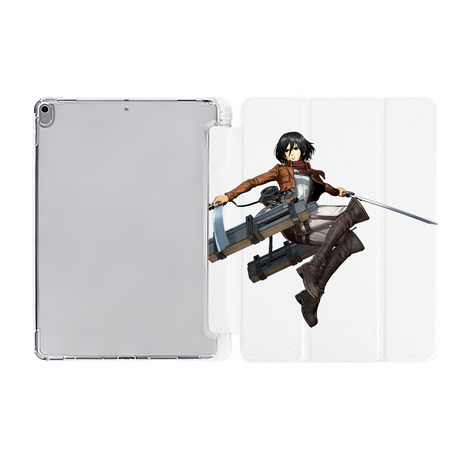 （画像用） 進撃の巨人 ミカサ·アッカーマン Attack on Titan Mikasa Ackerman IPad ケース ペン収納付き 三つ折りスタンド PUレザー×シリコン 対応機種9.5/10.5/10.9インチ